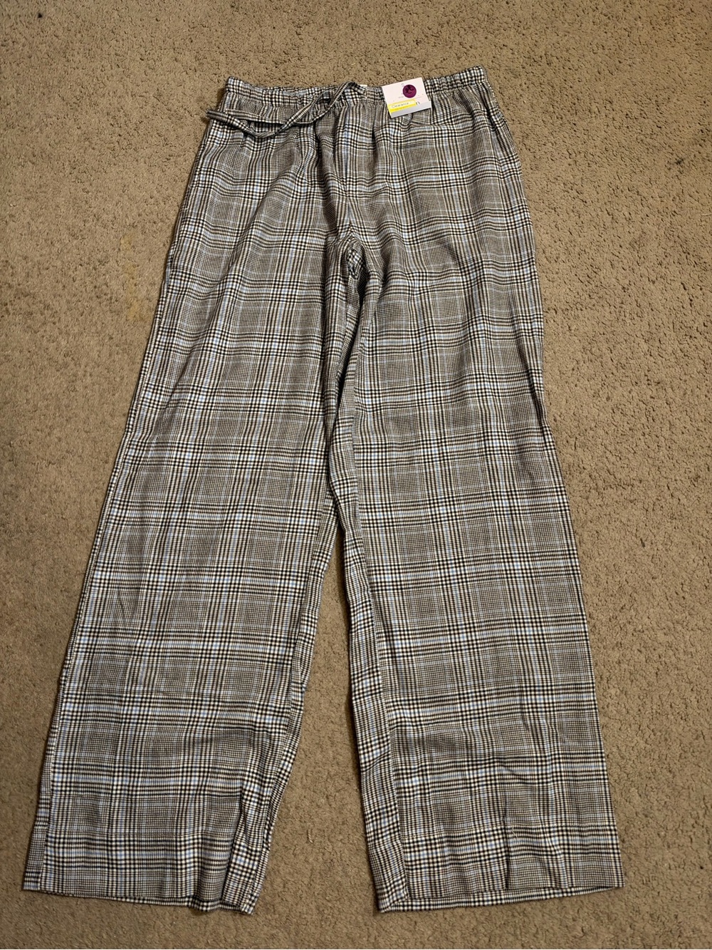 Auden Gray Plaid Wide-Leg Pants